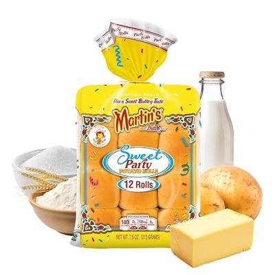 Martins Sweet Party Potato Rolls - 2” Soft & Sweet Family Slider Rolls w/Golden Hue - Made w/Nonfat Milk, Wheat Flour & Cane Sugar - Perfect Bite-Sized Hamburger Slider Buns, 12 pcs