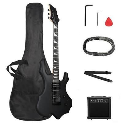 Ktaxon Burning Fire Design Full Size Electric Guitar Kit, Matte Black | 39-inch Beginner Guitars Set with Amplifier, HSH Pickup, Rosewood Fingerboard, 5-Way Pickup Switch, for Musicians Adults