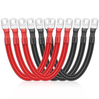 Linkstyle 6PCS 2 AWG 6 Inch Battery Cables, Heavy Duty Pure Copper Battery Bank and Inverter Cable Set with Tinned Copper 3/8" Lugs Terminals, for Solar, RV, Marine, Truck, Automotive 12V-48V