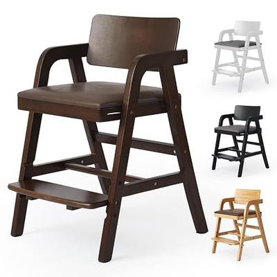 Wooden High Chair for Toddlers, Adjustable Feeding Chair, Walnut | Toddler Dining Chair Grows with Kids, Baby HighChair for Dining Study with Adjustable Seat and Footrest, for Home, Restaurant