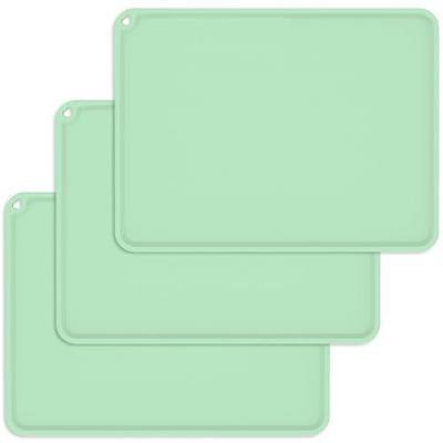 Silicone Kids Placemats, Non-Slip Silicone Placemats for Kids Baby Toddlers Childrens, Kids Portable Placemat for Dining Table, 3Pack (Light Green)