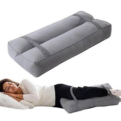 HOMBYS Knee Pillow for Side Sleepers with Elastic Straps, 4" Height Cotton Cover Leg Pillow for Aligns Spine & Relieves Pressure Hip & Leg Elevation, Supportive Pillow for Lower Back, Grey