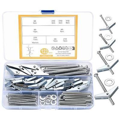 123pcs Toggle Bolt and Wing Nut Kit, Heavy Duty Hollow Wall Anchors for Drywall, Toggle Bolts and Wing Nut Set, Round Head Toggle Wing Nut Bolt Butterfly Anchors for Hanging Heavy Items