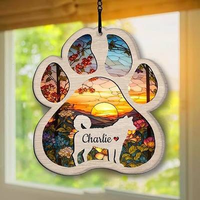 IZI POD Personalized Husky Suncatcher Dog Memorial Gifts, Custom Husky Ornament Christmas Tree, Pet Remembrance Gift, Loss of Dog Sympathy Gift, Pets Memorial Ornament, Pet Loss Suncatcher