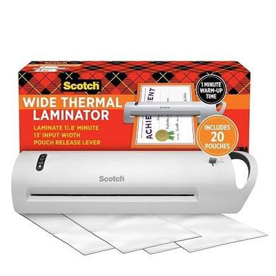 Scotch® Thermal Laminator Combo Pack, 1 White Thermal Laminator 13" Wide, 20 Laminating Sheets, Fits Letter Size