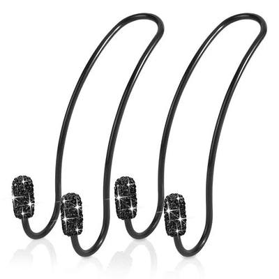 OTOSTAR 2 Pack Car Headrest Hooks Bling Handmade Crystal Multifunctional Car Back Seat Headrest Hangers Strong and Durable Auto Hooks Organizer Universal for Vehicle SUV Truck (Black B)