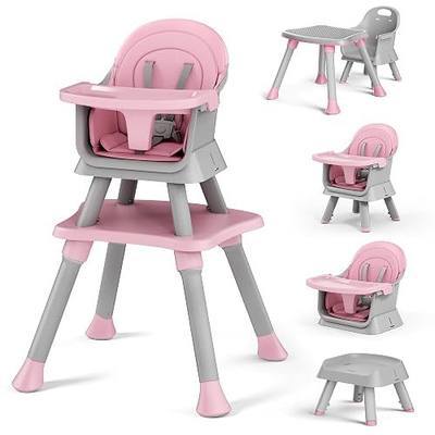 Kinder King 8 in 1 Baby High Chair for Babies and Toddlers, Booster Chair | Coverts to Dining Booster/Kids Table & Chair Set/Toddler Building Block Table/Kids Stool, Removable Tray, Double Seat Cover