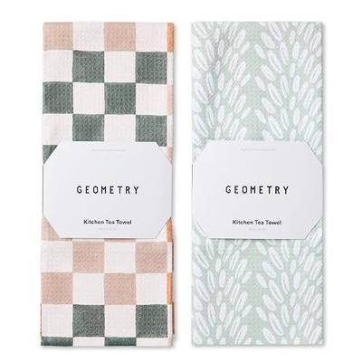 GEOMETRY Kitchen Tea Towels - Quick Dry Microfiber Dish Towels for Kitchen Checkmate CA, 18" x 30" 2-Pack