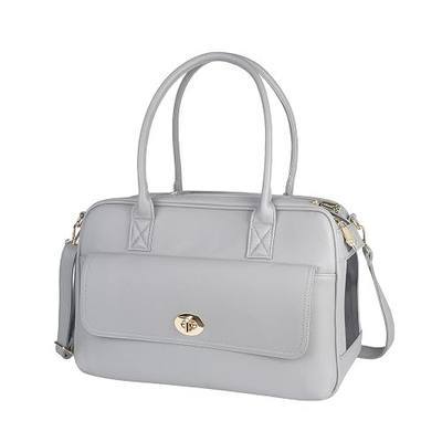 Fashion Pet Carrier Dog Purse Carrier Cat Soft-Sided Carriers for Puppy Kitten, Stylish Leather Handbag Tote Travel Pet Bag for Small Dogs Cats, TSA Airline Approved (Grey)