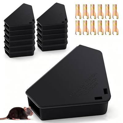 Qualirey 12 Pcs Mice Station with Key Triangle Mouse Station Lockable Reusable Bait Box, Enclosed Design for Indoor and Outdoor Use, Suitable for Small Mice (Black)