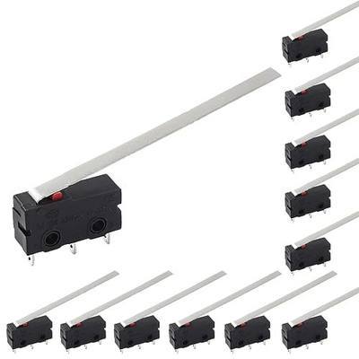 Litoexpe 12pcs Micro Limit Switch with Long Straight Lever | SPDT, 5A, 3 Pin, for Industrial Applications