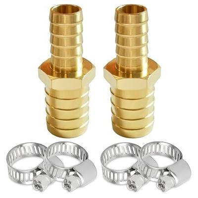 Uenede Brass 3/4" to 1" Barb Reducer Hose Barbed Fittings, 2PCS Hex | Fit for 3/4" to 1" ID Hose with Clamps Reducing Splicer Mender Fitting for Water Oil Gas