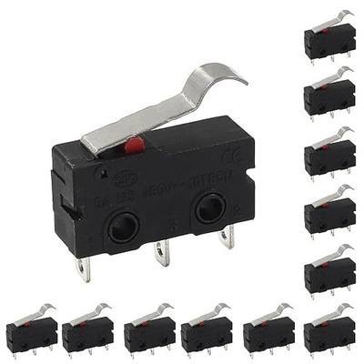 Litoexpe 12pcs Micro Limit Switch with Curved Lever | SPDT, 5A, 3 Pin, for Industrial Applications