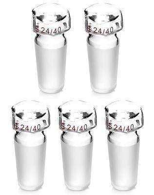 QWORK Glass Stopper, 5 Pcs Hex Head Glass Hollow Stopper for 24/40 Outer Joint