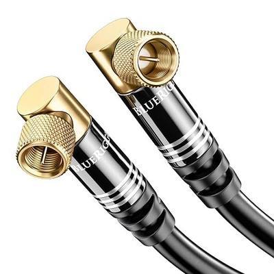 BlueRigger RG6 Coaxial Cable (10FT, 90° Angled to 90° Angled Connector Pin, Gold Plated, Triple Shielded) – Digital Audio Video Coax Cable Cord for HDTV, CATV, Modem, Satellite Receivers
