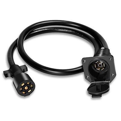 7 Way Trailer Plug Extension 3 FT,10-14AWG 7 Pin Trailer Extension Trailer Pigtail 7 Way Trailer Wire Brass 7 Pin Trailer Plug 7 Blade Trailer Connector Gooseneck 36" Trailer Wiring Harness
