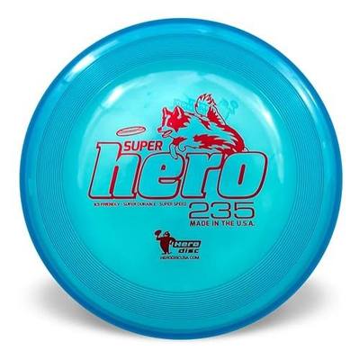 Hero Disc USA Superhero 235 K9 Candy Plastic Dog Disc, Outdoor Dog Toy and Pet Disc, Puncture Resistant Dog Flying Disc (Blue)