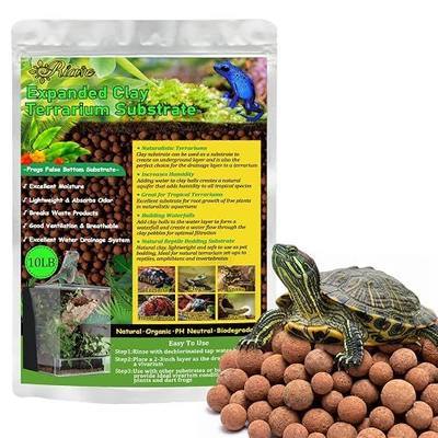 Riare 10LBS Expanded Clay Balls Terrarium Substrate for Reptiles - 100% Organic Lightweight Clay Pebbles Substrate Frogs False Bottom Substrate, Bioactive Terrarium Substrate for Drainage and Moisture