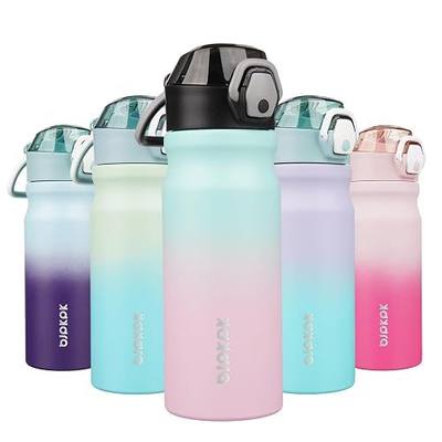 BJPKPK 18 oz Water Bottle with Straw & Handle, Insulated Stainless Flask | Leak Proof Locking Lid, Thermal, Double Wall Vacuum, Keeps Hot/Cold, BPA Free, Dishwasher Safe, Travel & Sports, Bubble Gum