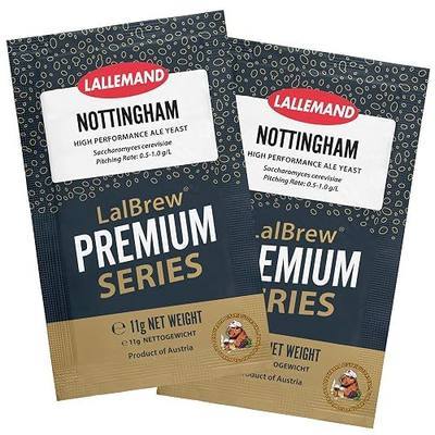 LalBrew Nottingham Brewing Yeast (2 Pack) - Make Beer at Home - 11 g Sachets - Saccharomyces cerevisiae - Sold by CAPYBARA Distributors Inc. | English Ale Yeast, Make Beer At Home, 11 g Sachets, Saccharomyces cerevisiae
