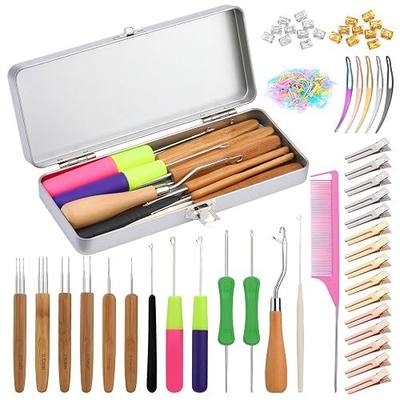 kgxulr Dreadlock Crochet Hooks, 250PCS Crochet Needles for Hair, Latch Hook | Crochet Needle for Locs, Small Crochet Hooks for Hair, Loc Crochet Needle for Hair Braiding, MultipleSizes Hair Locking Tool