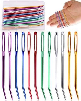 12 Pcs Yarn Darning Tapestry Needles, 6 Colors Large Eye Blunt Yarn Needle | Large Eye Sewing Darning Crochet Needle for Yarn, Crocheting, Weaving with Stitch Markers Storage Box