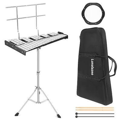 32 Note Professional Glockenspiel Xylophone Bell Kit with Adjustable Stand Music Stand Practice Pad Carry Bag for Adult Beginner Students