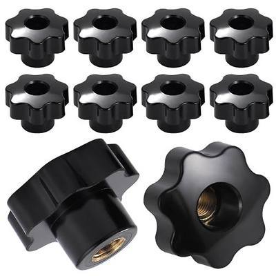 10Pcs 7 Star Through Hole Knob M10 Knurled Thread Clamping Knob, Star Shape Hand Knobs Black Plastic Screw-On Clamping Star Knob Handle