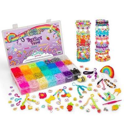 Rainbow Loom Treasure Trove - DIY Rubber Band Bracelet Craft Kit - 11,000pc | Large Jewelry Making Set with Storage Case, 28 Colors of Latex-Free Loom Bands, Speed Loom, Hooks, Beads & Pendants