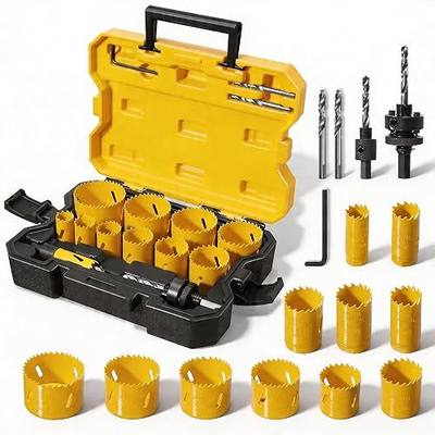 KATA 18 Piece Bi Metal Hole Saw Kit 3/4"-2-1/2" for Wood Metal PVC Drywall | Common Size Hole Saws, Mandrels, Drill Bits and Storage Case for Door Lock, Cabinet, Panel and Home/Garage Repair Projects