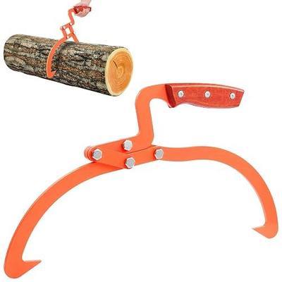 20 Inch Logging Tongs Logging Skidding Tongs with Non Slip Grip 2 Claw Stainless Steel Hand Log Grapple, Handling, Log Tongs Grapple Lifting, Dragging Carrying Logging Tool Equipment Orange