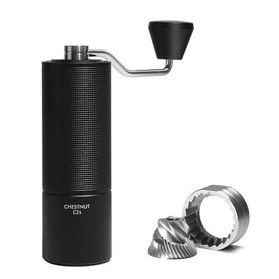 TIMEMORE Chestnut C2S Manual Coffee Grinder Stainless Steel S2C Conical Burr Coffee Grinder, Capacity 25g Hand Coffee Bean Grinder, Double Bearing Positioning, Black