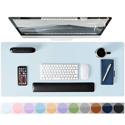 Leather Desk Pad Protector, Mouse Pad, Non-Slip Computer Mat for Desk, PU Leather Office Desk Mat for Home & Office, Waterproof Laptop Desk Blotter for Keyboard and Mouse, Baby Blue (13.7''X23.6'')