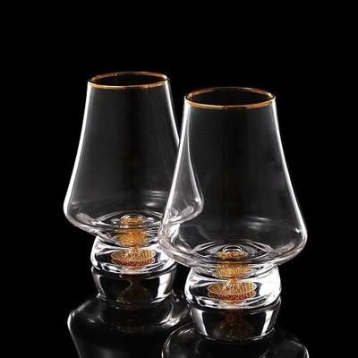 DUJUST Snifter Glasses Set of 2 (8oz), Crystal Whiskey Glasses with 24K Gold Leaf Flakes, Luxury Tasting Glasses for Brandy/Cognac/Bourbon/Tequila/Scotch, BPA-Free & Lead-Free