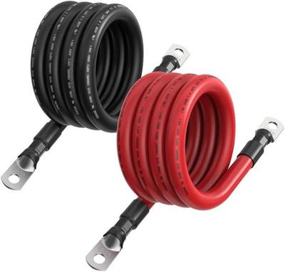 RICH SOLAR 1/0 Inverter Battery Cable (4 ft 1/0 AWG - 3/8")