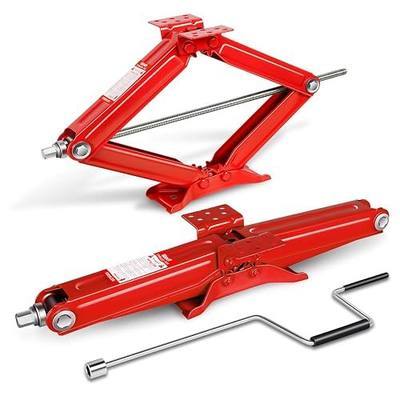 DNA Motoring 2-Pack 5000lbs RV Trailer Stabilizer Leveling Scissor Jacks with Speed Crank Handle, 4-24" Height,Set of 2,Red,TOOLS-00328