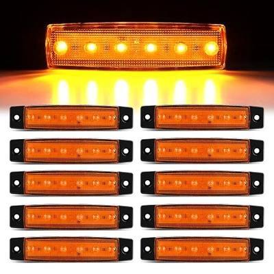 GOOACC 3.8Inch Side Marker Light 10PCS 6LED Amber Trailer Camper Clearance Marine Boat Navigation Port Starboard Indicator Lights for 12V DC Kayak Sailboat Yacht Truck RV