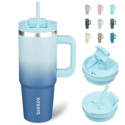 BJPKPK Tumbler With Handle 30 oz Stainless Steel Insulated Tumbler With Lid And Straw For Water Or Ice Coffee,Sky