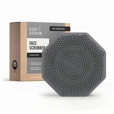 Sud Scrub® Antimicrobial Silicone Face Scrubber, 1 Pack, Gentle Face Exfoliator for Sensitive Skin, Eco Friendly Facial Cleansing Brush, Exfoliating Face Brush for Men and Women (Charcoal)