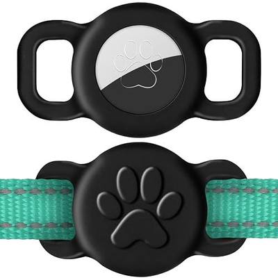Dynmeow Cat Airtag Holder for Cats and Small Puppy Dogs, Black, 1 Pack | Compatible with Apple AirTag, Fit 3/8 and 5/8 Inch Wide Collar, Easy to Clean, Slide On and Off, Soft Elastic Silicone