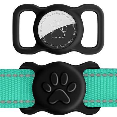 Dynmeow Dog Airtag Holder for Small Medium Breeds, Black, 1 Pack | Compatible with Apple AirTag, Fit 3/4 and 1 Inch Wide Collar, Easy to Clean, Slide On and Off, Soft Elastic Silicone