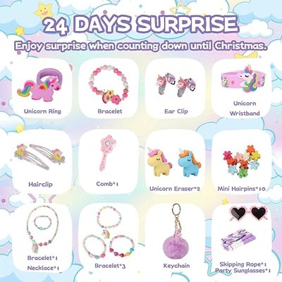 Advent Calendar 2026 Girls - Unicorn Gifts for Girl 24 Days Xmas Count Down Box, Countdown Calendar Surprises Gifts for Daughter and Granddaughters, Gift for Kids Toddlers (Unicorn)