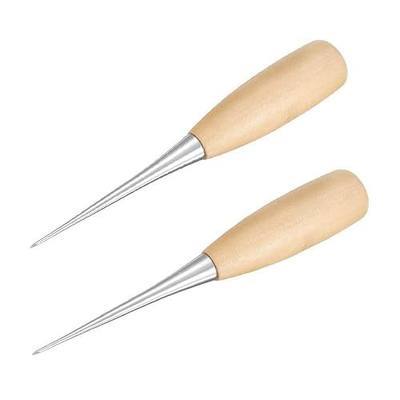 Luwigs 2Pcs Alloy Steel Leather Stitching Awl Wood Handle DIY Leather Craft Punch Sew Tool | 2 packs set, sharp durable, great DIY gadget for leather punching, sewing and craft repairing work