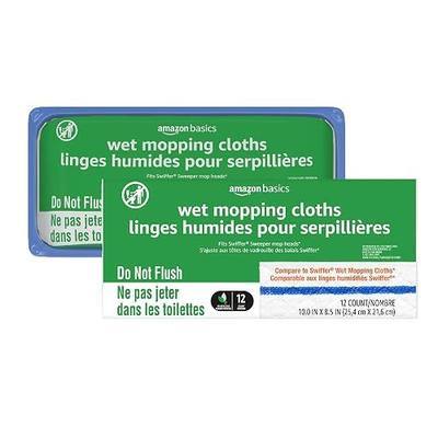 Amazon Basics Wet Mopping Cloth Refills, Multi-Surface Floor Cleaning, Fresh Scent, Low Streak, Disposable, 24 Count (Fits Swiffer Sweeper Mop Heads)