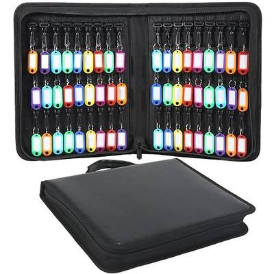 Zippered Key Case, Portable Key Organizer with Handle, Waterproof & Fireproof Key Binder with 54 Hooks and Tags, Key Box Organizer for Estate Sales, Hotel Executives, Landlord, Car Rental
