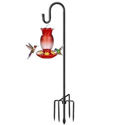 COCONUT 62" Shepherds Hooks for Outdoor, Bird Feeder Pole with 5 Prong Base, Adjustable Height Shepherds Hook for Hummingbird Feeder, Bird Feeder, Lightweight Plant, Wind Chimes, Lanterns (1 Pack)