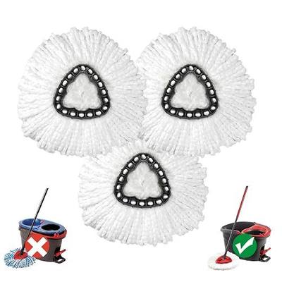 3 Pack Mop Head Replacement, Compatible for EasyWring 1-Tank System | Microfiber, Highly Absorbent, Machine Washable, Reusable, No Streaks, Household Cleaning Supplies, Easy to Replace