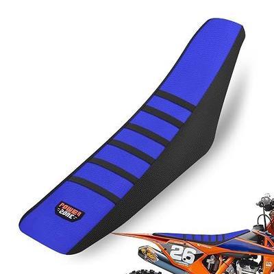 Universal Ribbed Dirt Bike Seat Cover - Gripper Soft Seat Cover for Most Dirt Pit Bike Motorcycle Black-Blue