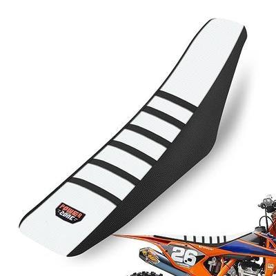 Universal Ribbed Dirt Bike Seat Cover - Gripper Soft Seat Cover for Most Dirt Pit Bike Motorcycle Black-White