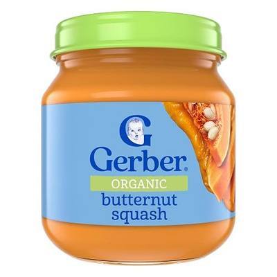 Gerber Stage 1 Organic Butternut Squash, 4 Oz, 10 Pack | Stage 1 organic vegetable puree; butternut squash; non-GMO; 10 x 4 oz glass jars